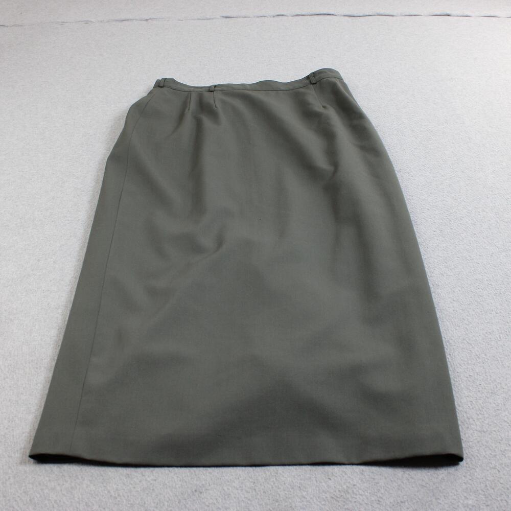 Vintage Austin Reed Skirt Women 14 Green Worsted Wool Midi Pleated Pocket READ
